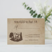 Log Home Cabin Wedding RSVP Response Kaart (Staand voorkant)