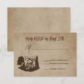 Log Home Cabin Wedding RSVP Response Kaart (Voorkant / Achterkant)