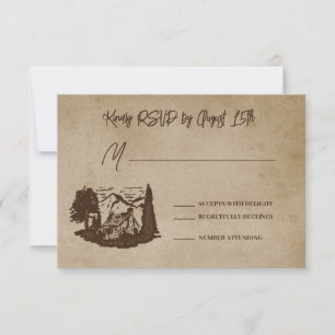 Log Home Cabin Wedding RSVP Response Kaart