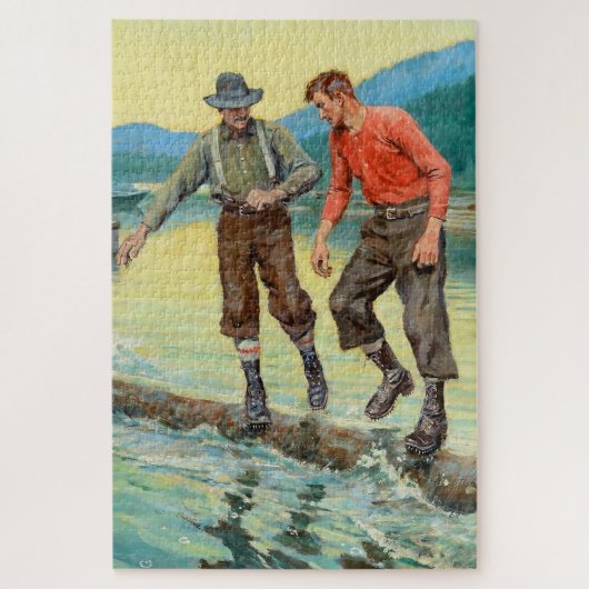 "Log Rollers" Westerne kunst van Philip R Goodwin Legpuzzel (Verticaal)