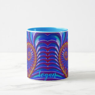 LOGAN ~ GLANZEND 3D Zany Blue Yellow Fractal ~ Mok