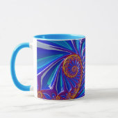 LOGAN ~ GLOSSY 3D Zany Blue Yellow Fractal ~ Mug (Gauche)