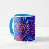 LOGAN ~ GLOSSY 3D Zany Blue Yellow Fractal ~ Mug (Devant gauche)