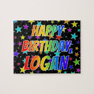 "LOGAN" voornaam, geun "HAPPY BIRTHDAY" Legpuzzel