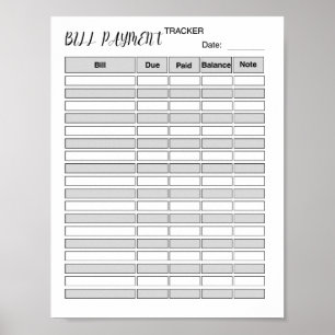 Logboek voor het bijhouden van maandelijkse betali poster