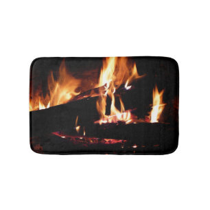 Logboeken in de vuurfoto van de Fireplace Badmat
