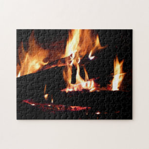 Logboeken in de vuurfoto van de Fireplace Legpuzzel
