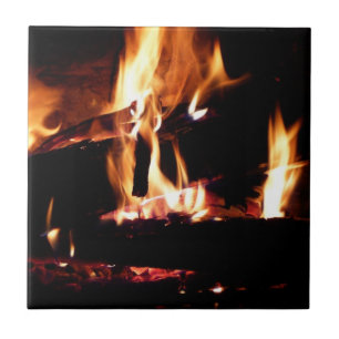 Logboeken in de vuurfoto van de Fireplace Tegeltje