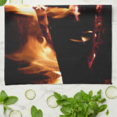 Logboeken in de vuurfoto van de Fireplace Theedoek (Gevouwen)