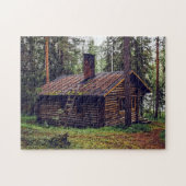 LOGCABIN IN DE BOSSEN JIGSAW PUZZLE LEGPUZZEL (Horizontaal)