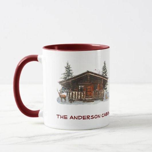 Logcabin Lake House Deer Bossen Aangepaste tekst M Mok (Links)