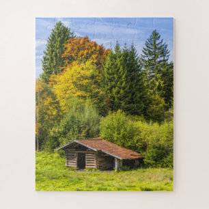 Logcabine in de bergen legpuzzel