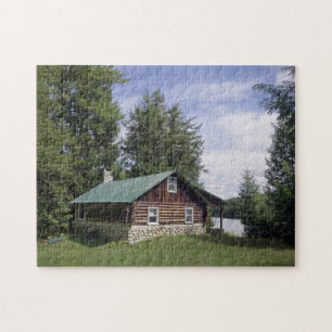 Logcabine in de wijnstokken legpuzzel