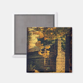 Logcabine in het najaar magneet (Voorkant / Achterkant)