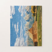 Logcabine nabij berggebied legpuzzel (Verticaal)