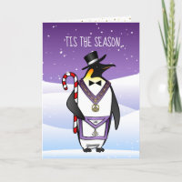 Loge grande de Noël de carte de pingouin