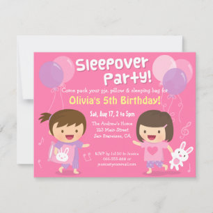 Logeerpartij Slaapfeest Verjaardagsfeestje voor Me Kaart