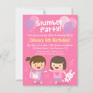 Logeerpartij Slaapfeest Verjaardagsfeestje voor Me Kaart