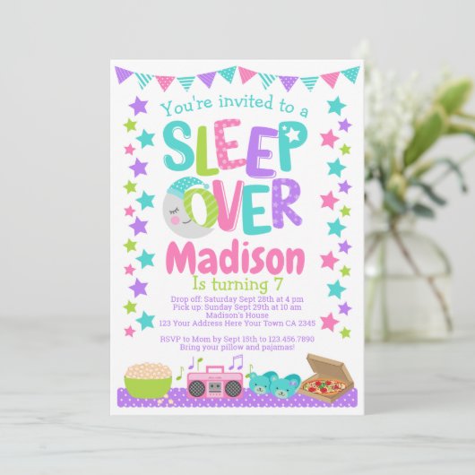 logeerpartijtje kaart (Staand voorkant)