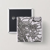 Loggan's kaart van Oxford, Western blad Vierkante Button 5,1 Cm (Voorkant /achterkant)