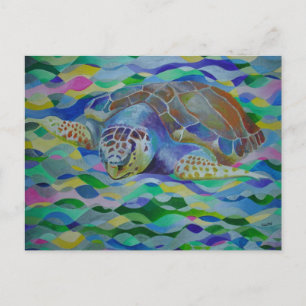 Loggerhead Turtle Colorful Art Briefkaart