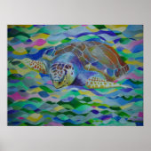 Loggerhead Turtle Colorful Art Poster (Voorkant)