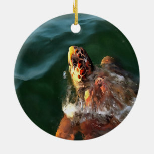 Loggerhead Zee Turtle Artistic Portret Keramisch Ornament