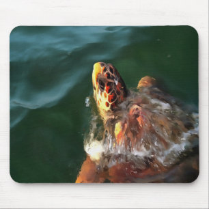 Loggerhead Zee Turtle Artistic Portret Muismat