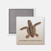 Loggerhead Zee Turtle Hatchling Magnet Magneet (Voorkant / Achterkant)