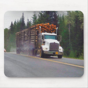 Logging Truck and Highway Art voor vrachtwagenlief Muismat