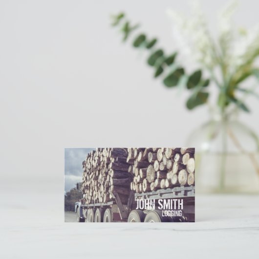 Logging  Truck Hauling Wood Forestry Mill Visitekaartje (Staand voorkant)