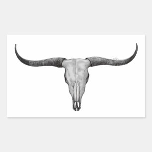 Loghorn Steer Bull Skull Rechthoekige Sticker