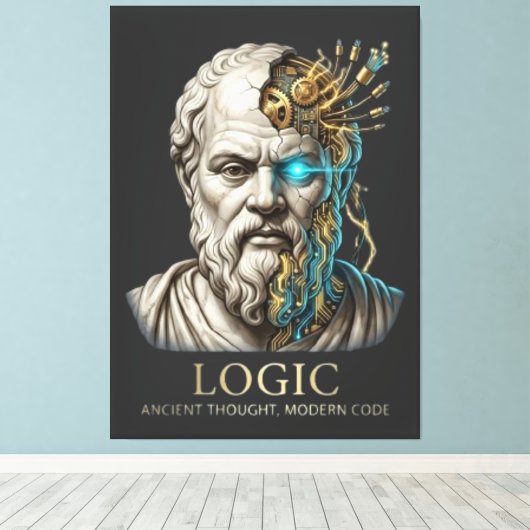 Logic - Ancient Thought Modern Code Cyberpunk  Canvas Afdruk (Insitu (Houten vloer))