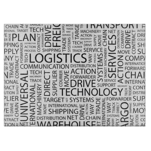 LOGISTIEK patroon met woorden Snijplank (Voorkant)