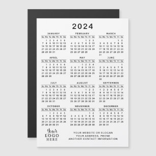 Logo 2024 Magnetische Kalender Promotie Wit Zwart