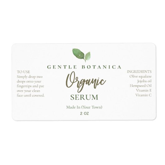 Logo à feuilles vertes bio Étiquettes du sérum fac (Devant)