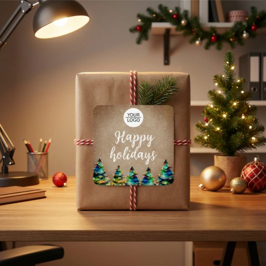 Logo aangepaste kerstboomstructuur toevoegen vierkante sticker