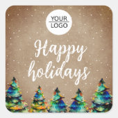 Logo aangepaste kerstboomstructuur toevoegen vierkante sticker (Voorkant)