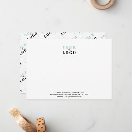 Logo Aangepaste tekst Achterwit landschap Notitiekaartje (Voorkant / Achterkant in situ)