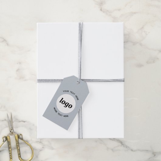 Logo Aangepaste tekst Blauw Bedrijfsprijs Product  Cadeaulabel (Met Touw)