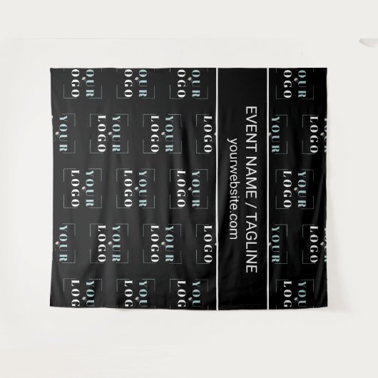 Logo Aangepaste tekst Half Drop Herhaling Zwarte A Wandkleed (Voorkant (horizontaal))