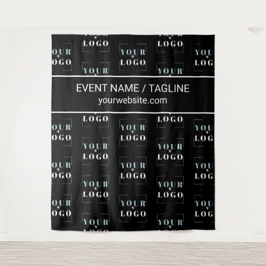 Logo Aangepaste tekst Half Drop Herhaling Zwarte A Wandkleed (Voorkant)