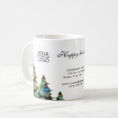 Logo Aangepaste tekst toevoegen Kerstbomen Promoti Koffiemok (Voorkant links)