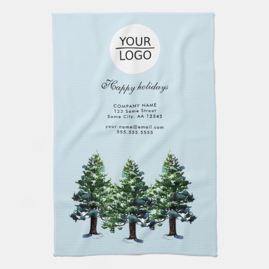 Logo Aangepaste tekst toevoegen Pine Tree Promotie Theedoek (Verticaal)