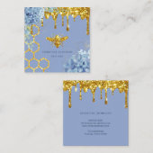 logo abeille et bleu hydrangea carré carte de visi (Devant / Derrière)