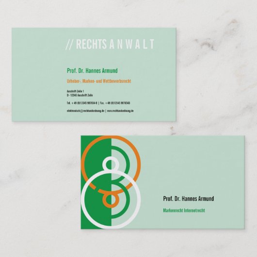 Logo Abstrait orange vert carte de visite (Devant / Derrière)