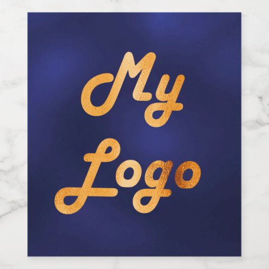 Logo afbeelding in marineblauw bedrijf wijn etiket (Enkel label)