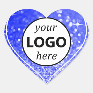 Logo Afbeelding Sjabloon Blauw Glitter Sparkle Sta Hart Sticker