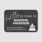 Logo-alkbordtypografie HALLO herbruikbaar Naamplaatje (Voorkant)