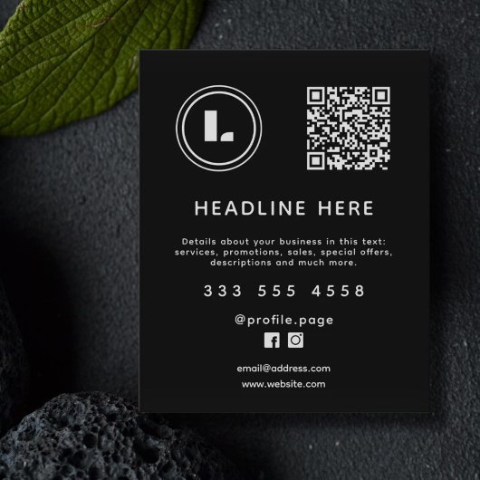 Logo and QR code black minimalist Flyer